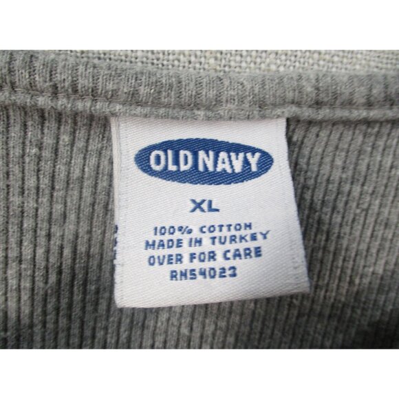 Old Navy Gray Ribbed Henley Short Sleeve Shirt XL 100% Cotton Made In Turkey - Picture 2 of 6